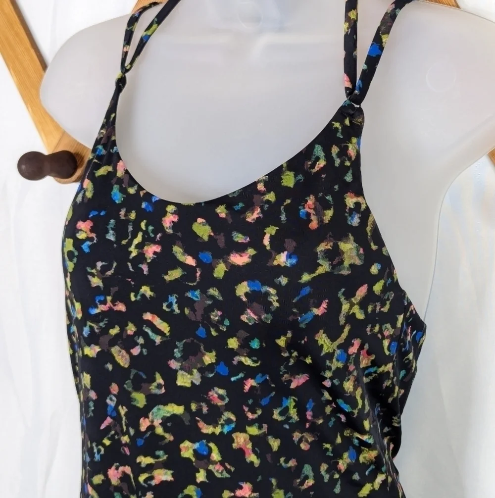 Athleta Keyhole Leopard Multicolored One Piece Swimsuit - Size Small